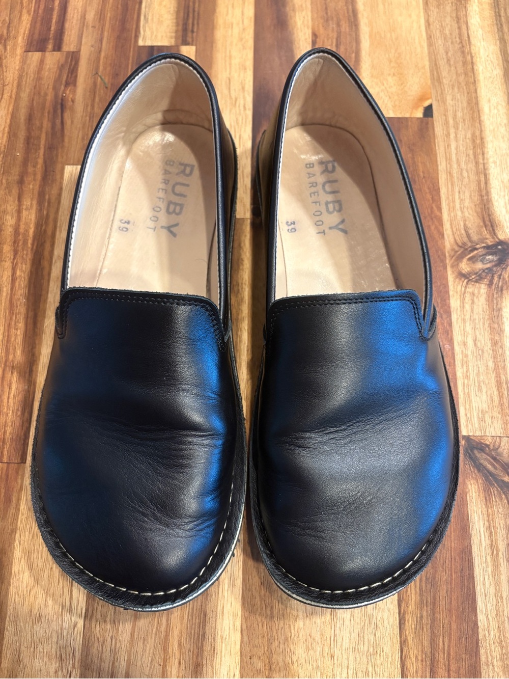 Ruby Black Leather Slip-On Loafers for Women
